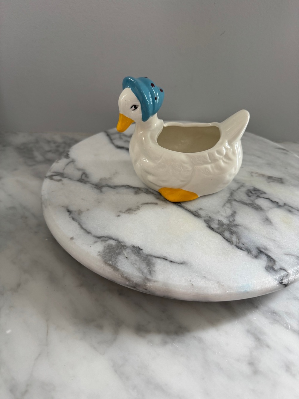 Vintage 1980’s Ceramic Country Goose / Mother Goose Planter (or Catchall Dish)